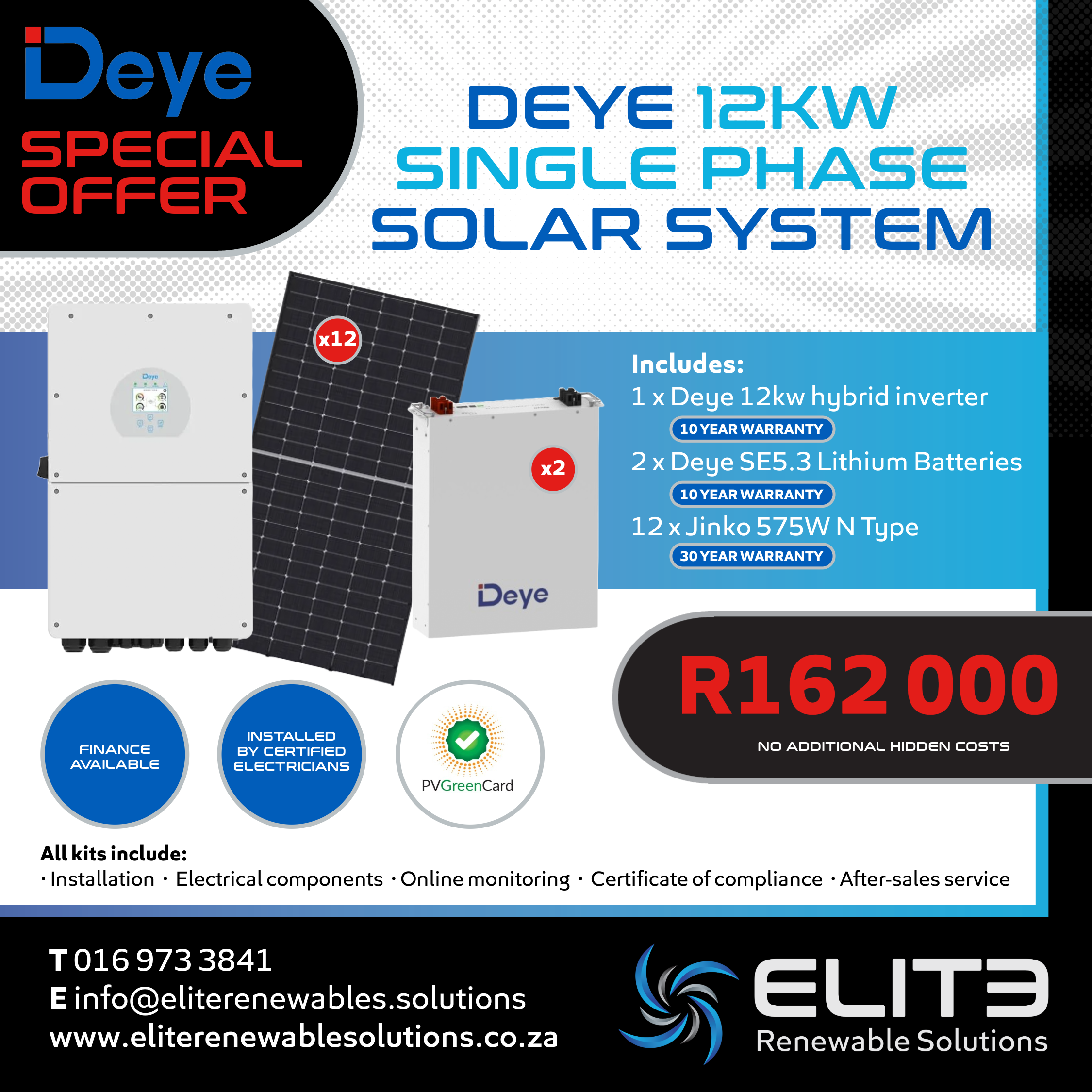 Deye 12Kw Single Phase Solar System - Elite Renewable Solutions