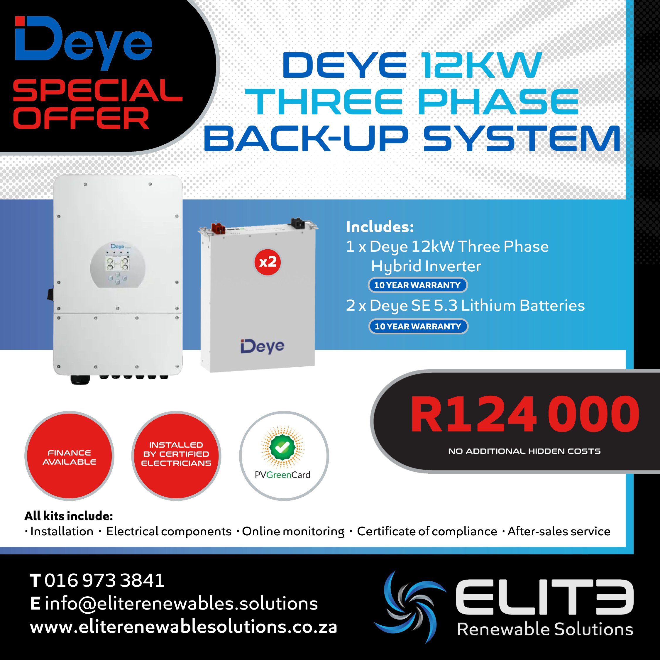 Deye 12Kw Three Phase Back-Up System - Elite Renewable Solutions