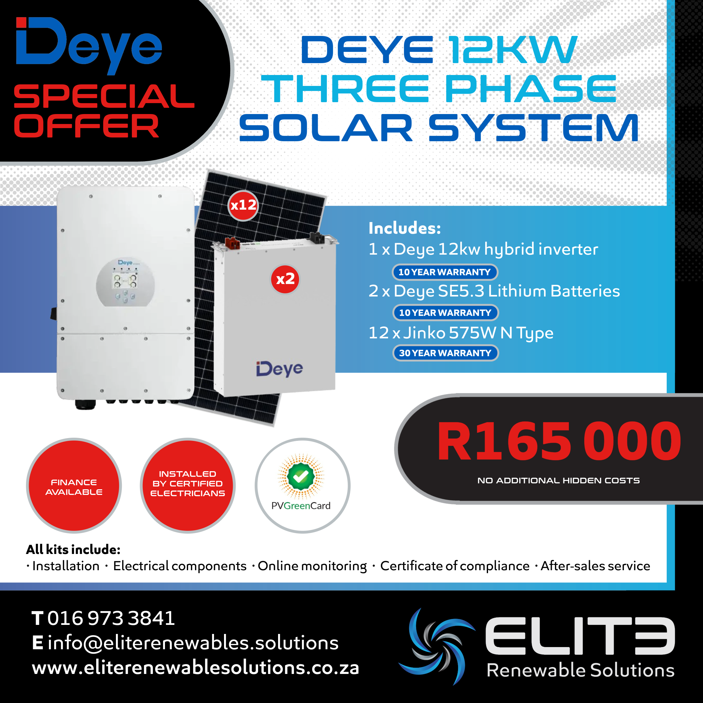 Deye 12Kw Three Phase Solar System - Elite Renewable Solutions