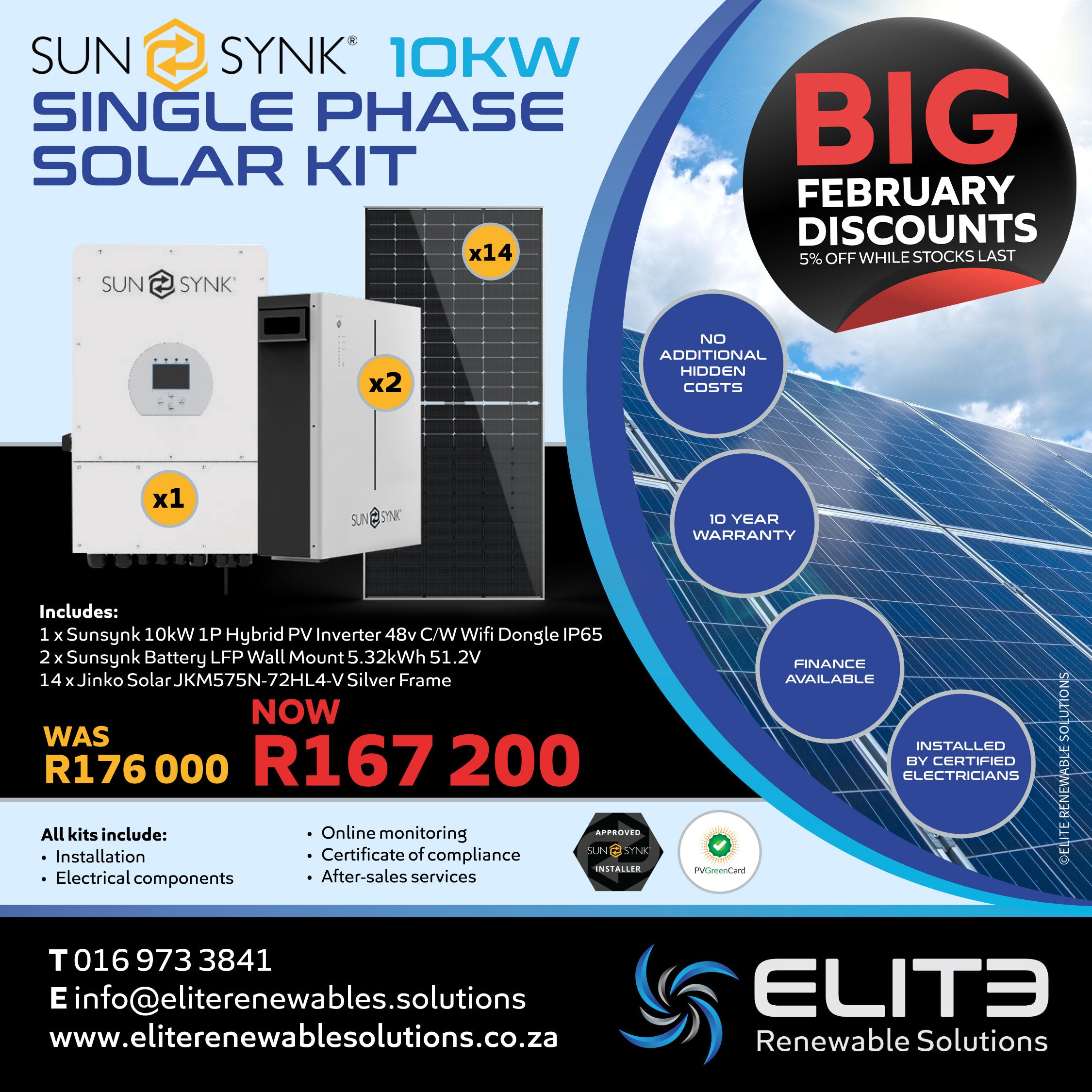 Sunsynk 10KW Single Phase Solar Kit - Elite Renewable Solutions