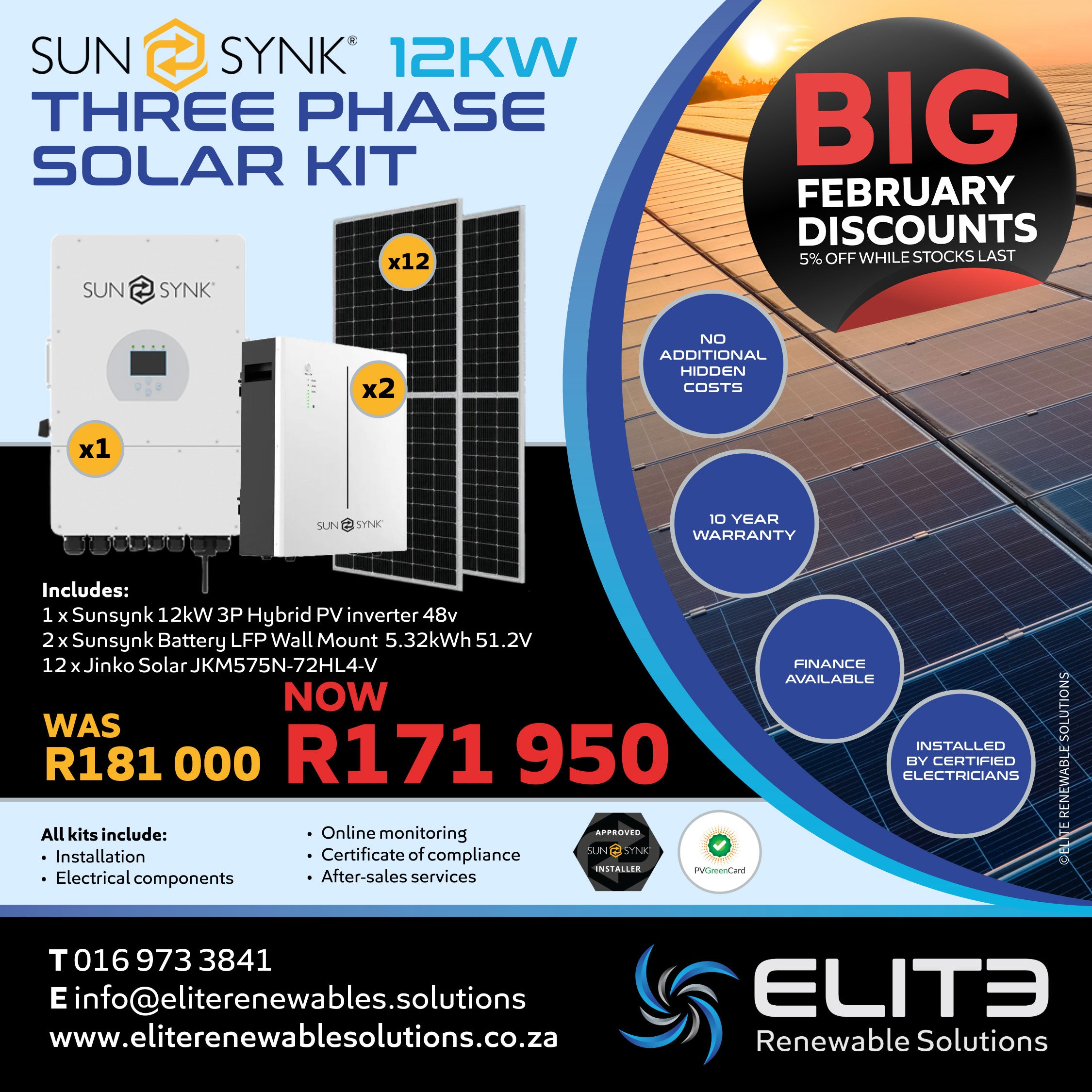 Sunsynk 12kW Three Phase Solar Kit - Elite Renewable Solutions