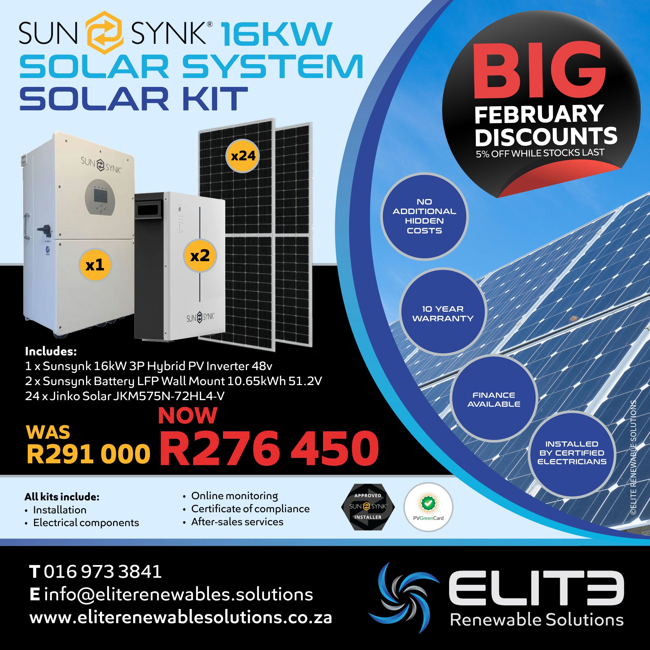 Sunsynk 16kW Solar System Solar Kit - Elite Renewable Solutions