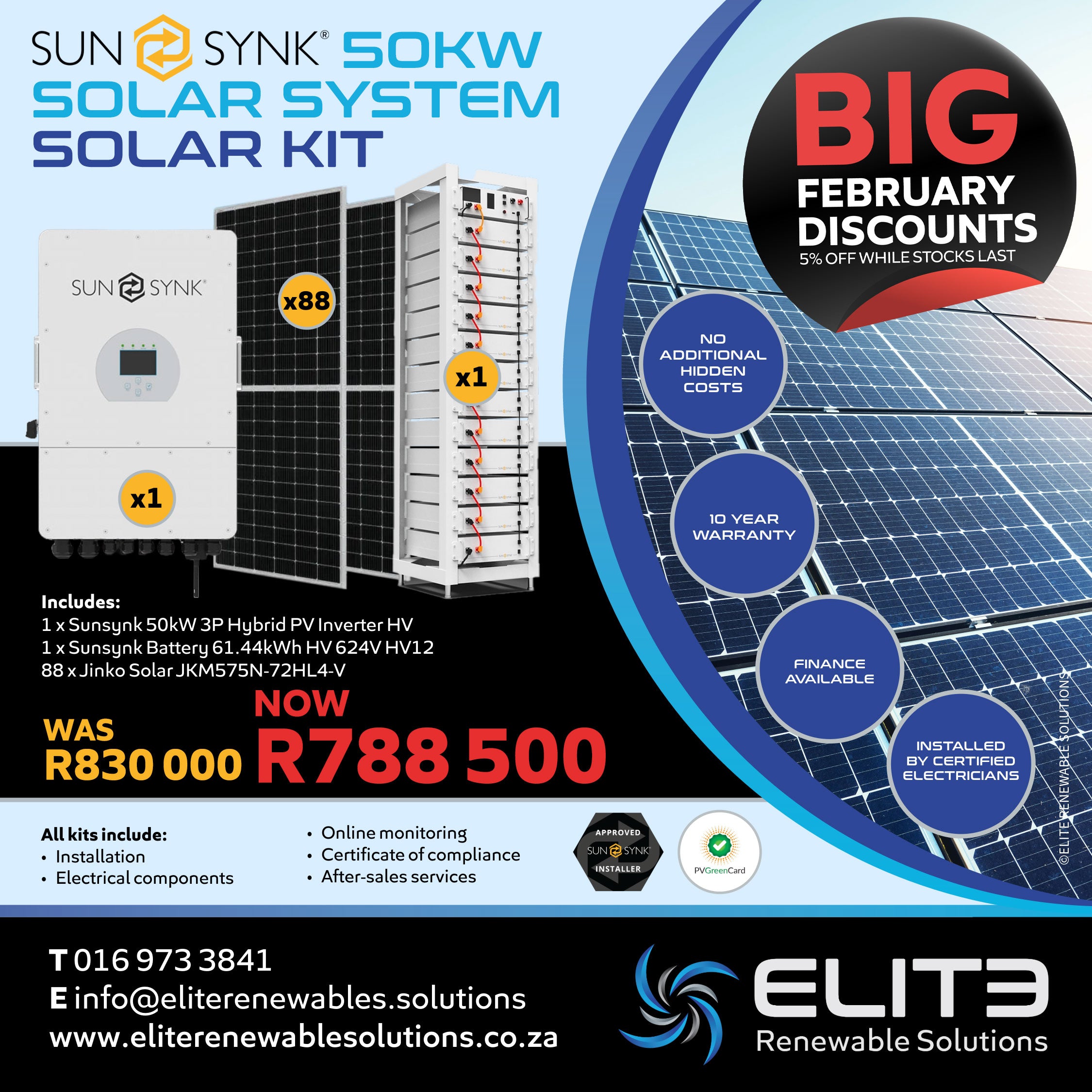 Sunsynk 50KW Solar System Solar Kit - Elite Renewable Solutions