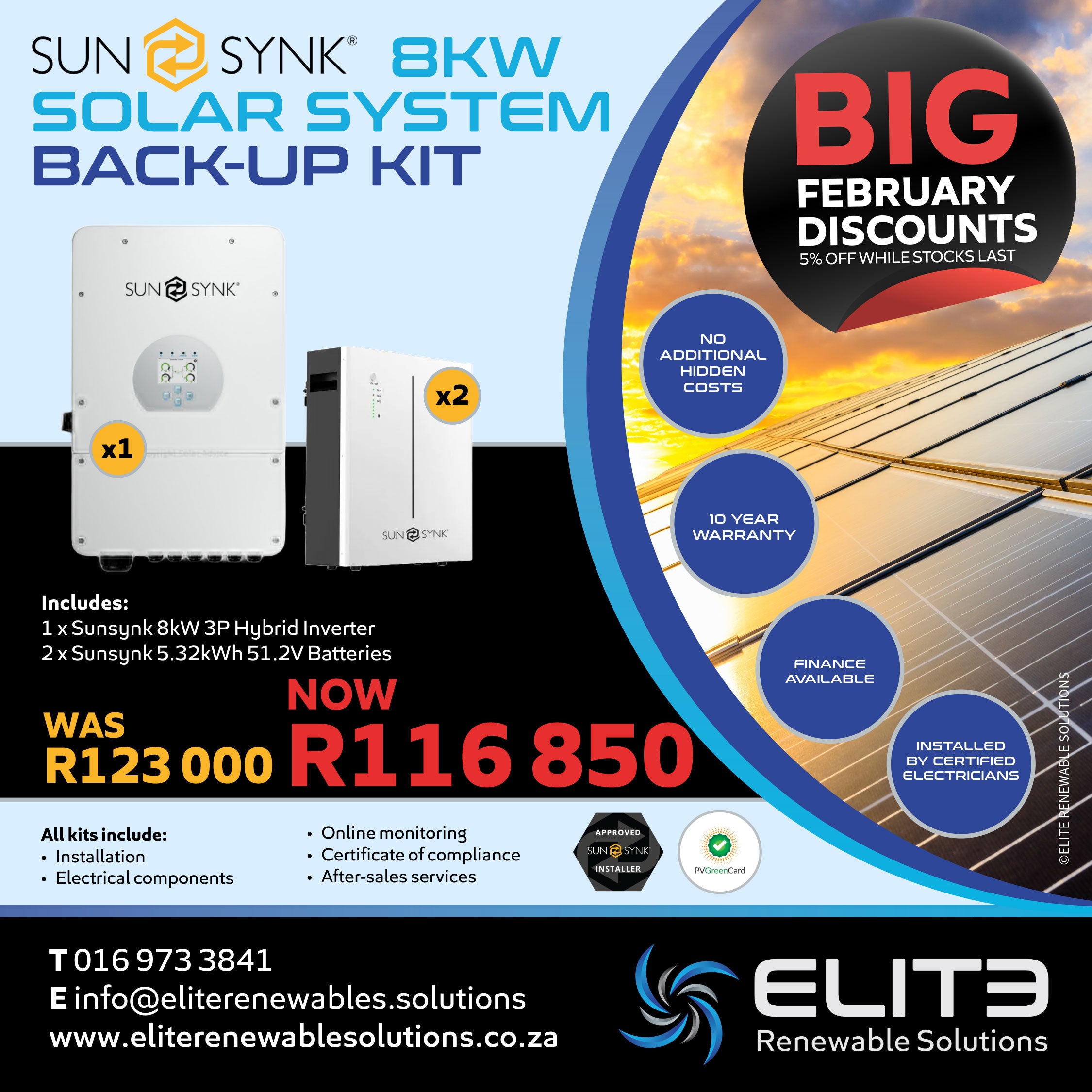 Sunsynk 8KW Solar System Back-up Kit - Elite Renewable Solutions