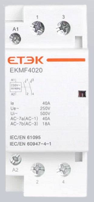 Etek AC Modular Contactor 2P 40A 2NO Coil 230VAC - Elite Renewable Solutions